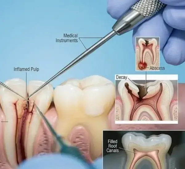 Root canal treatment for tooth abscess